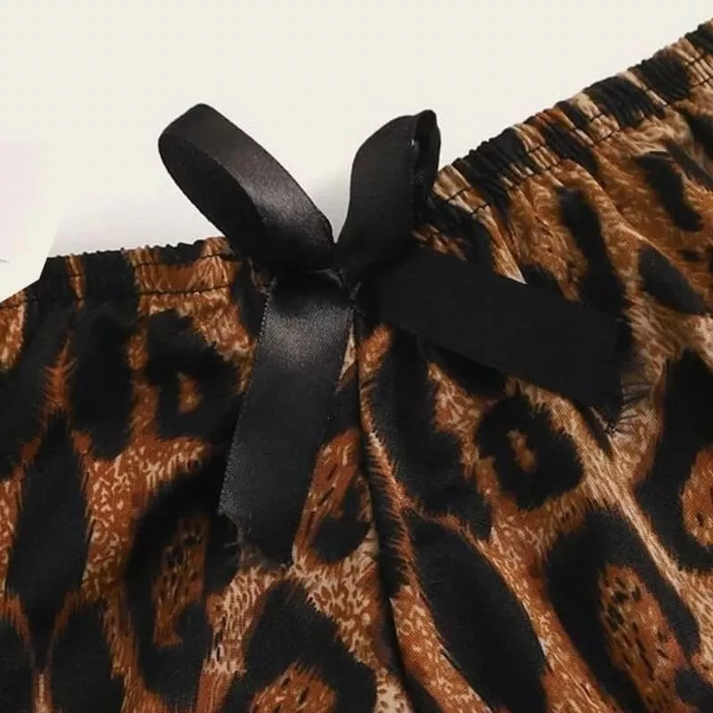 Pyjama Satin Leopard Dentelle