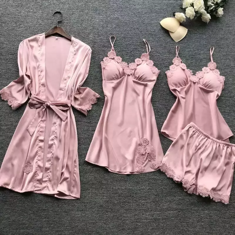 Ensemble Pyjama Satin Rose