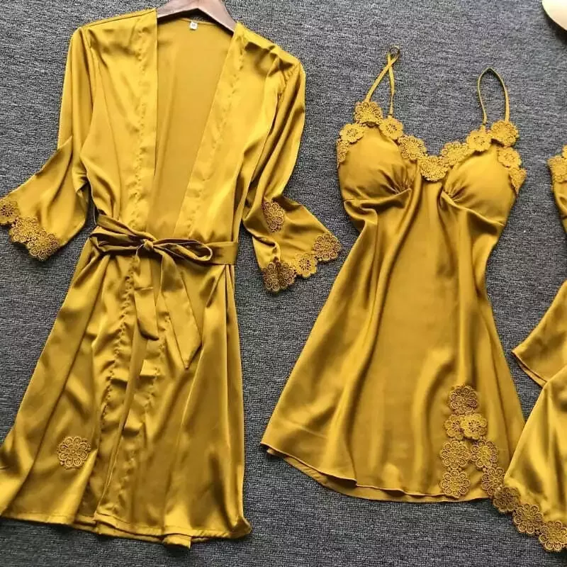 Ensemble Pyjama Satin Jaune