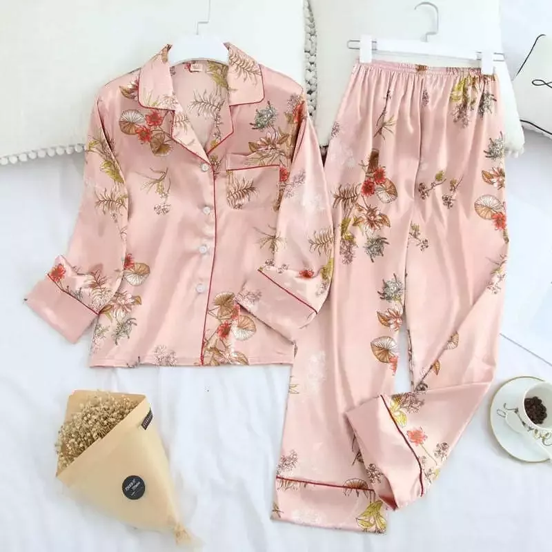 Pyjama Fleuri Satin Femme