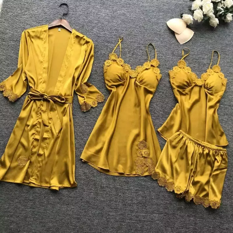 Ensemble Pyjama Satin Jaune