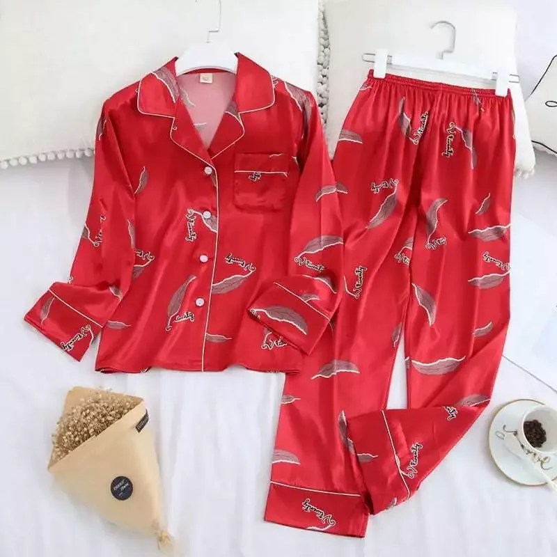 Pyjama Satin Femme Rouge