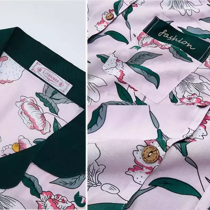 Ensemble Pyjama Short En Satin À Fleurs