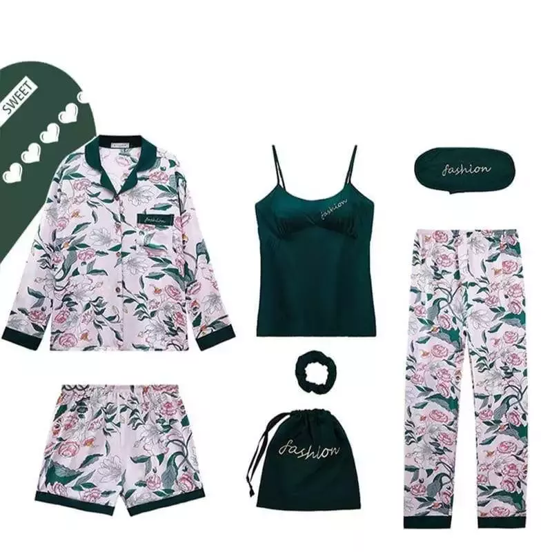 Ensemble Pyjama Short En Satin À Fleurs
