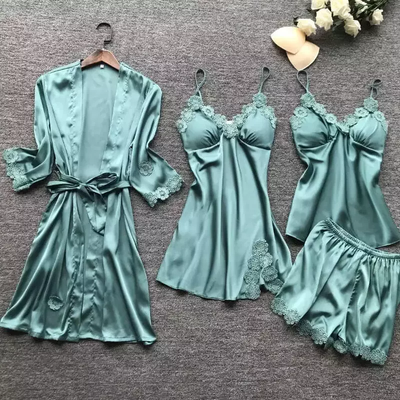 Ensemble Pyjama Satin Turquoise