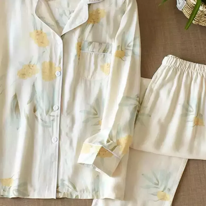 Pyjama Satin Femme Jaune