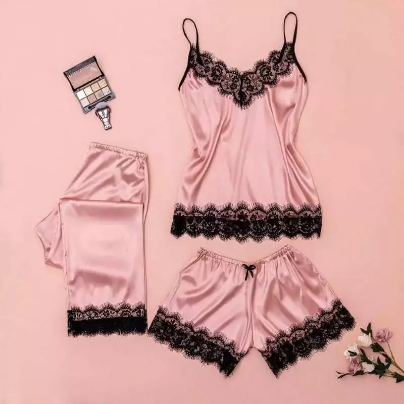 Ensemble Pyjama Satin Rose Clair