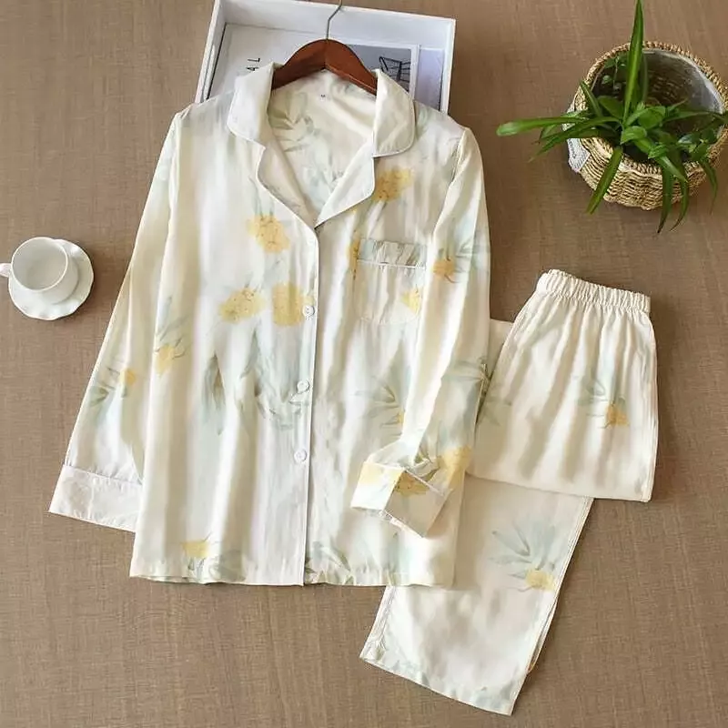 Pyjama Satin Femme Jaune