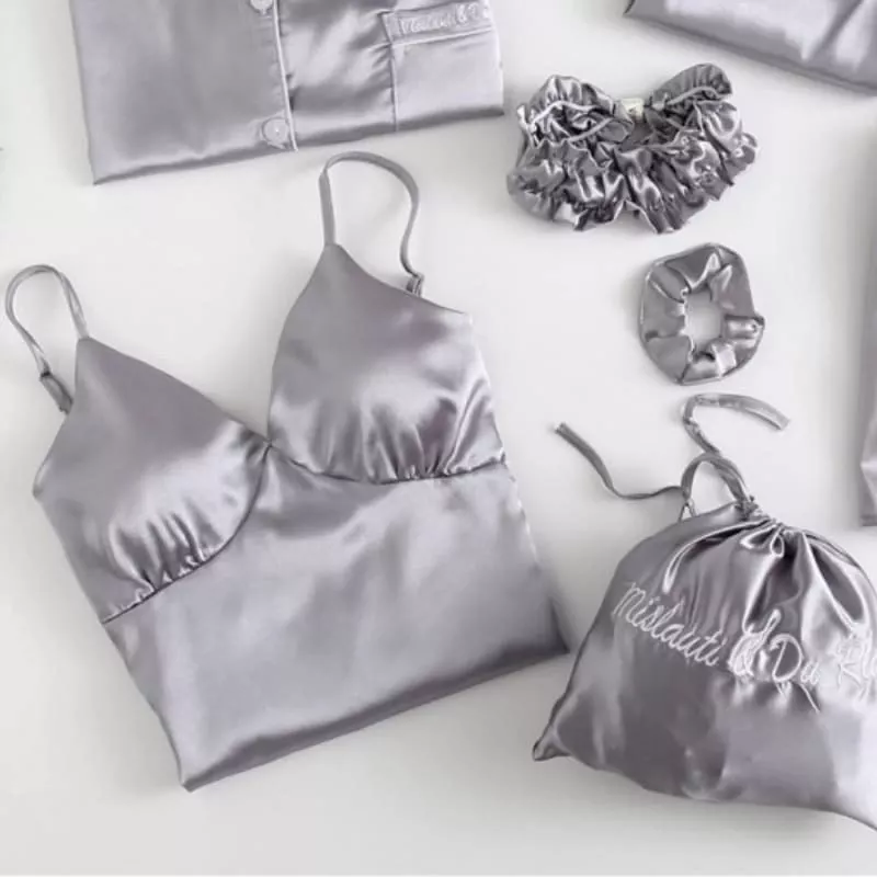 Ensemble Pyjama Satin Gris