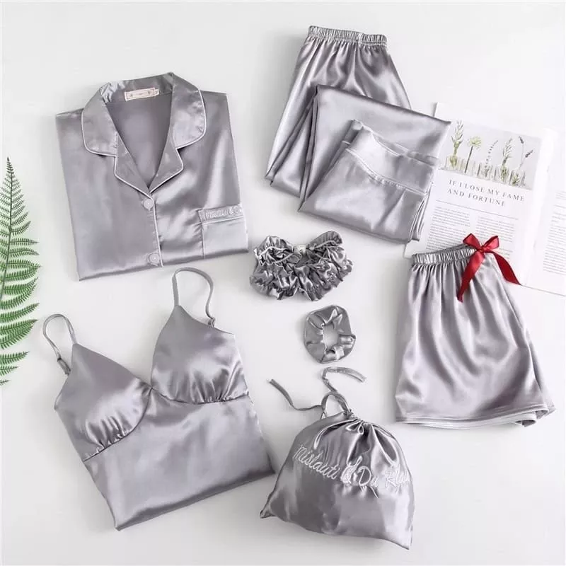 Ensemble Pyjama Satin Gris