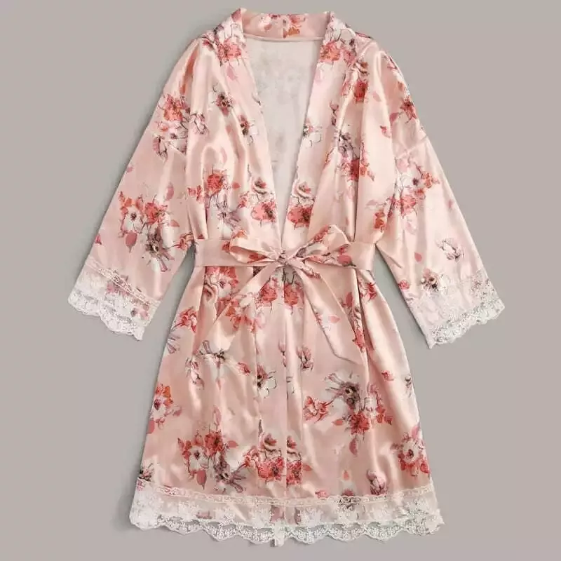 Ensemble Pyjama Satin Rose Floral