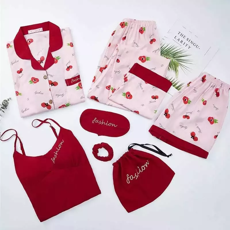 Ensemble Pyjama Satin Cerise