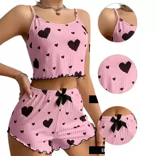 Pyjama satin femme rose​