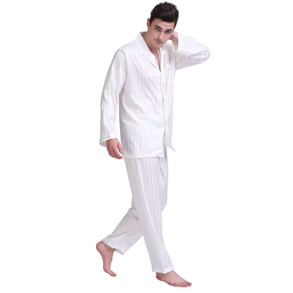 Pyjama Satin Homme Rayé – Ensemble 2 Pièces du S au 4XL