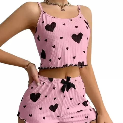 Pyjama satin femme rose​
