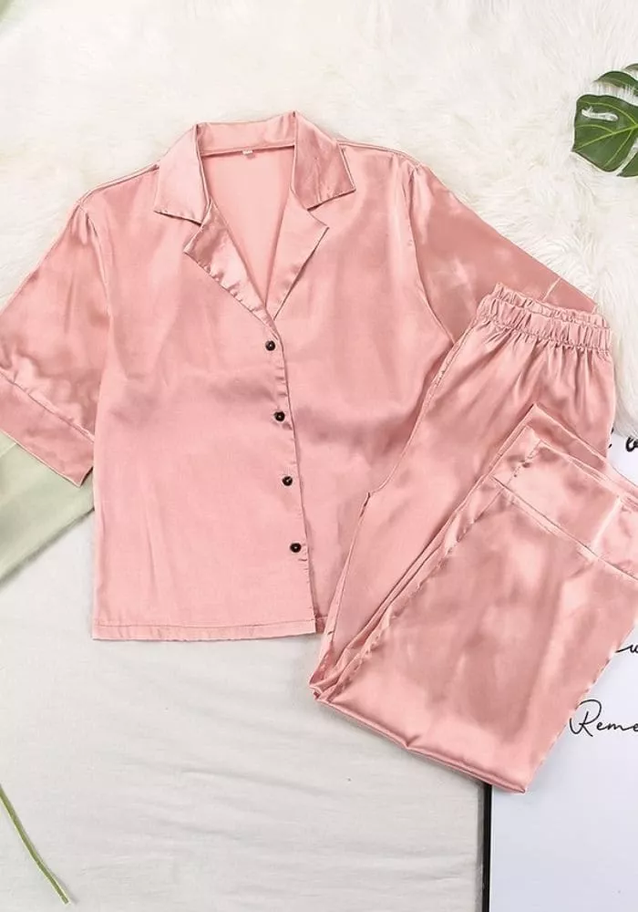 Pyjama Satin Rose Pantalon