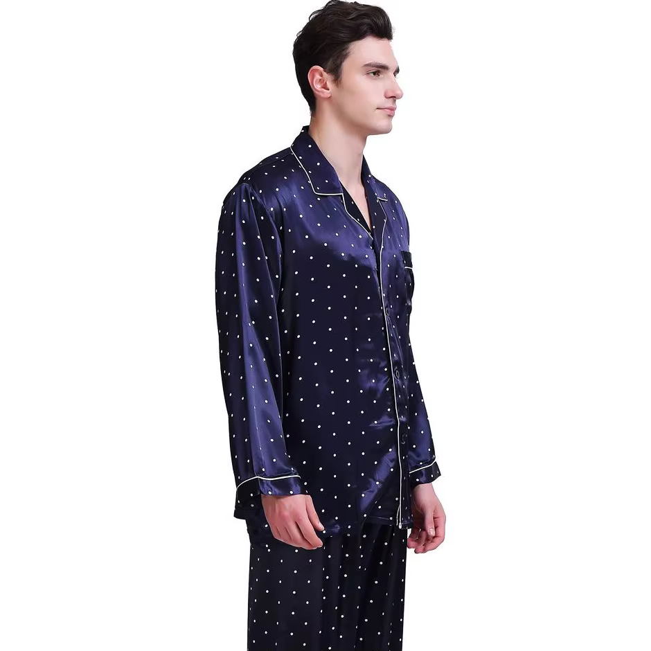 Pyjama Satin Homme 2 Pièces – Ensemble Loungewear S au 4XL