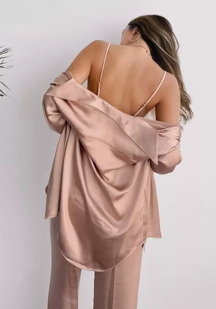 Pyjama Satin Femme 3 Pièces