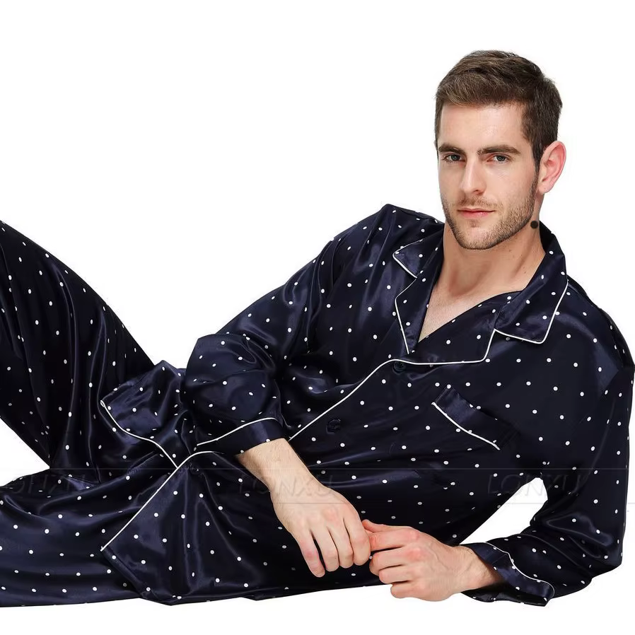 Pyjama Satin Homme 2 Pièces – Ensemble Loungewear S au 4XL