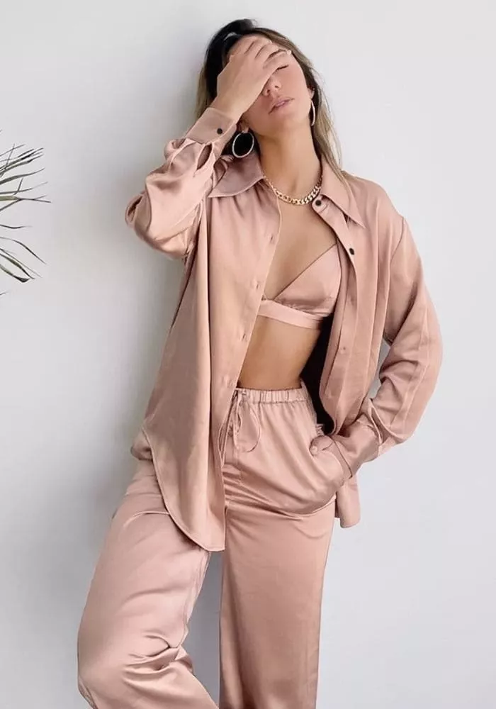 Pyjama Satin Femme 3 Pièces