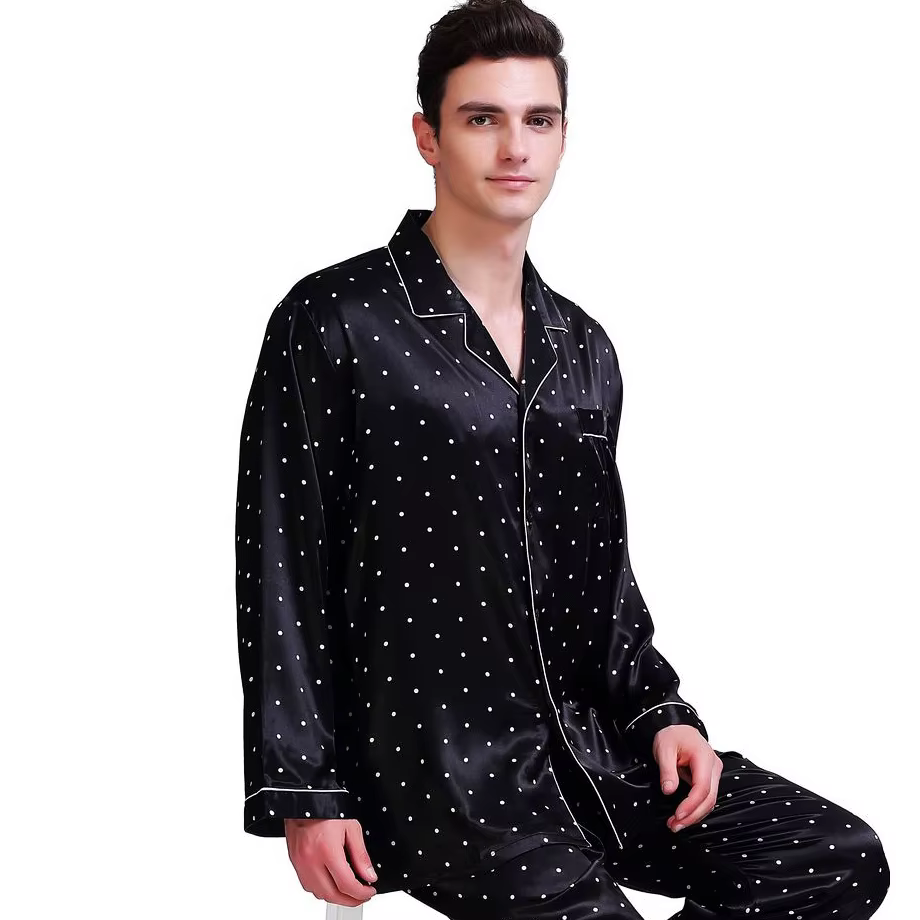 Pyjama Satin Homme 2 Pièces – Ensemble Loungewear S au 4XL