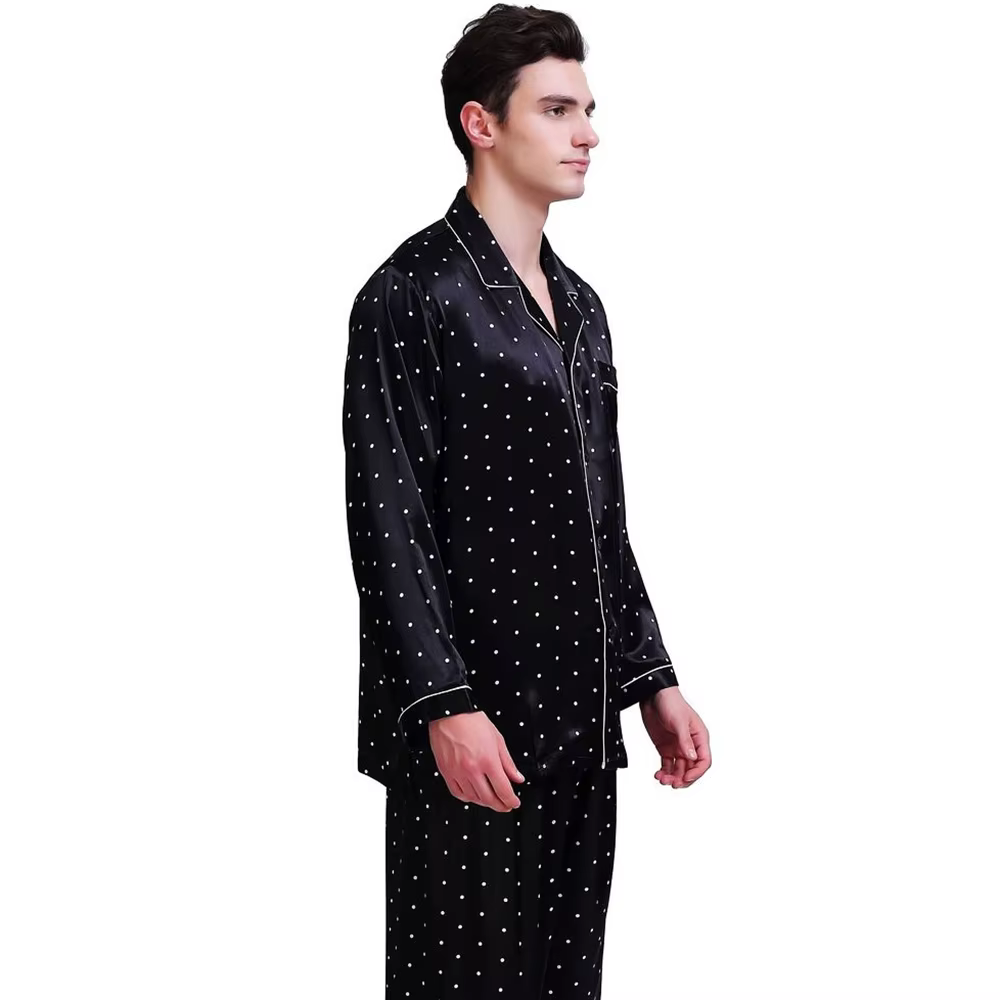 Pyjama Satin Homme 2 Pièces – Ensemble Loungewear S au 4XL