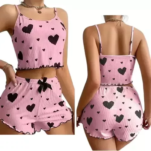 Pyjama satin femme rose​