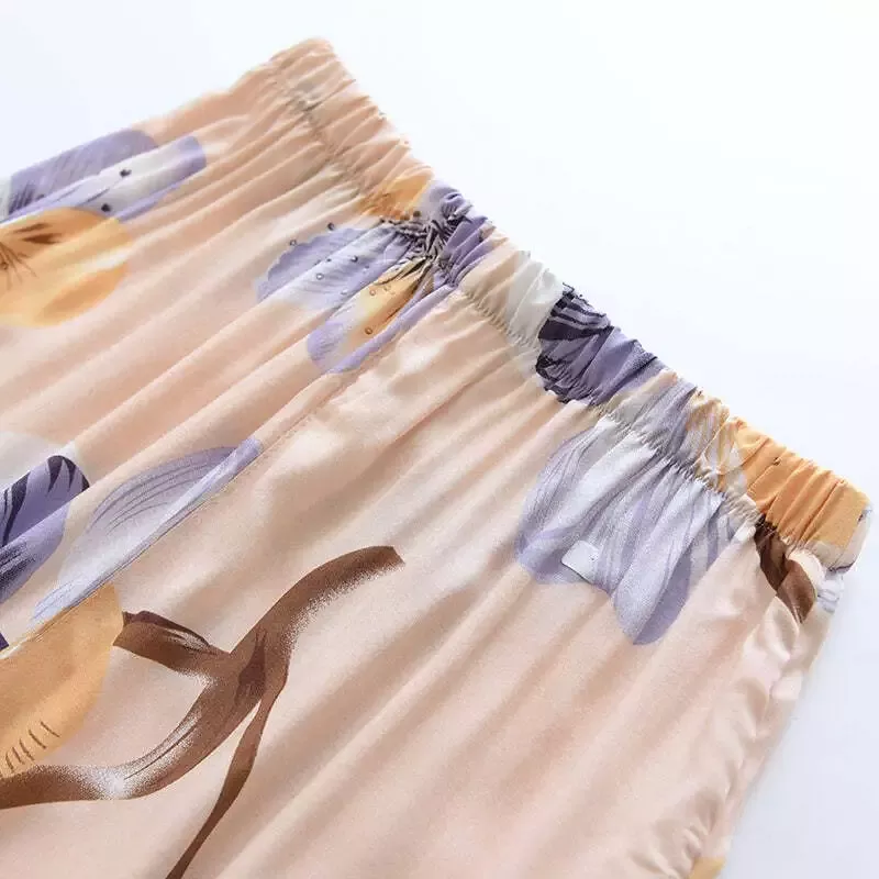 Pyjama satin orange manches courtes