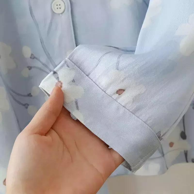 Pyjama satin bleu ciel