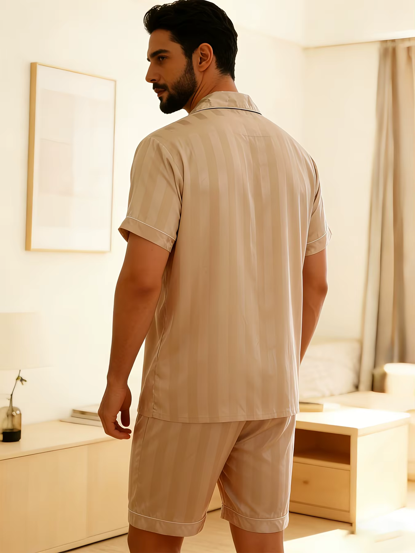 Pyjashort Homme Satin Rayé – Brodé 