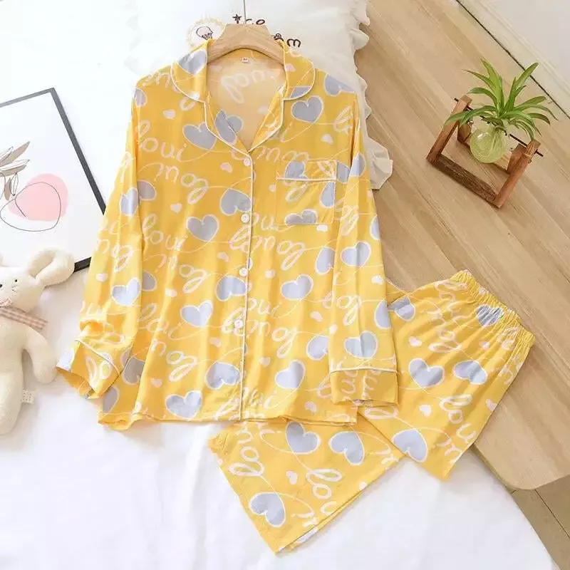 Pyjama satin jaune