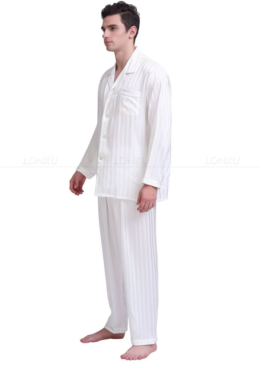Pyjama Satin Homme Rayé – Ensemble 2 Pièces du S au 4XL