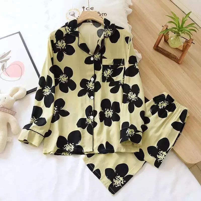 Pyjama satin jaune et noir