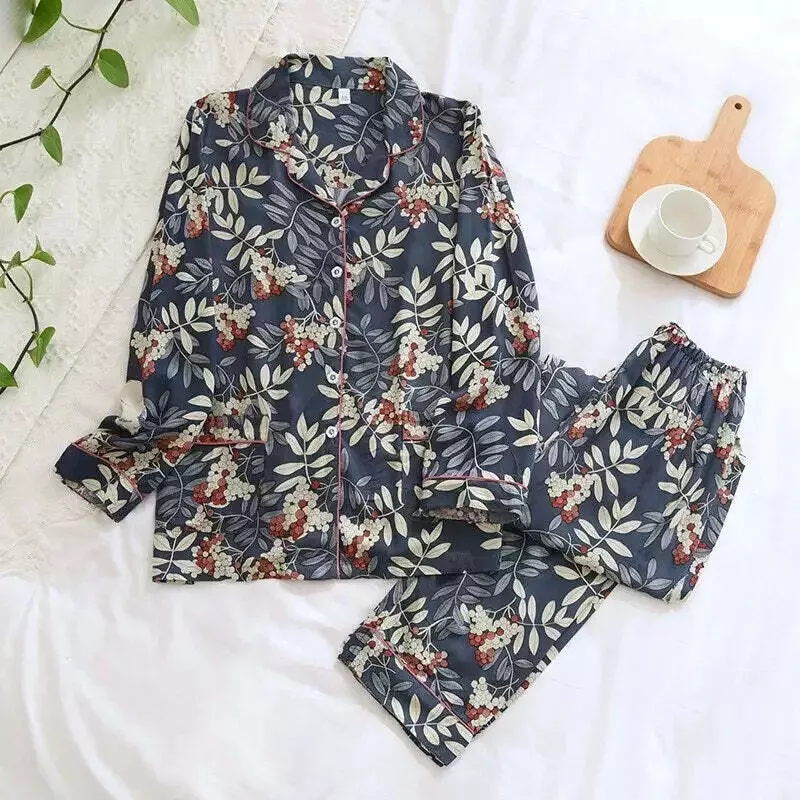 Pyjama satin fleuri