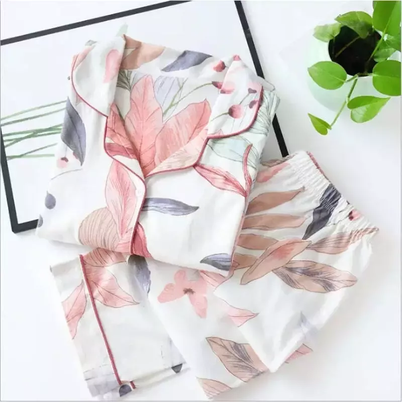 Pyjama satin blanc à motifs