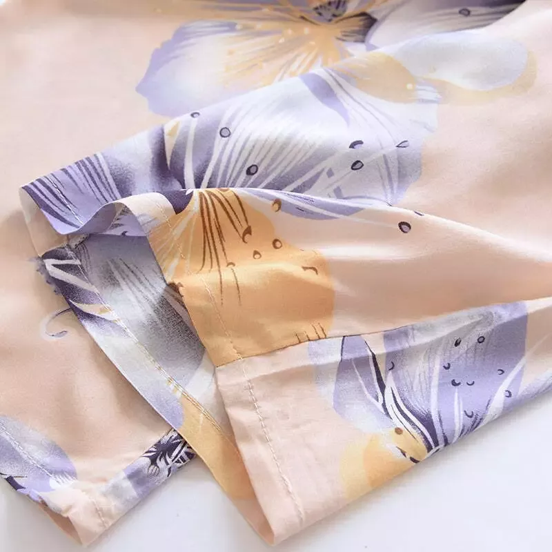 Pyjama satin orange manches courtes