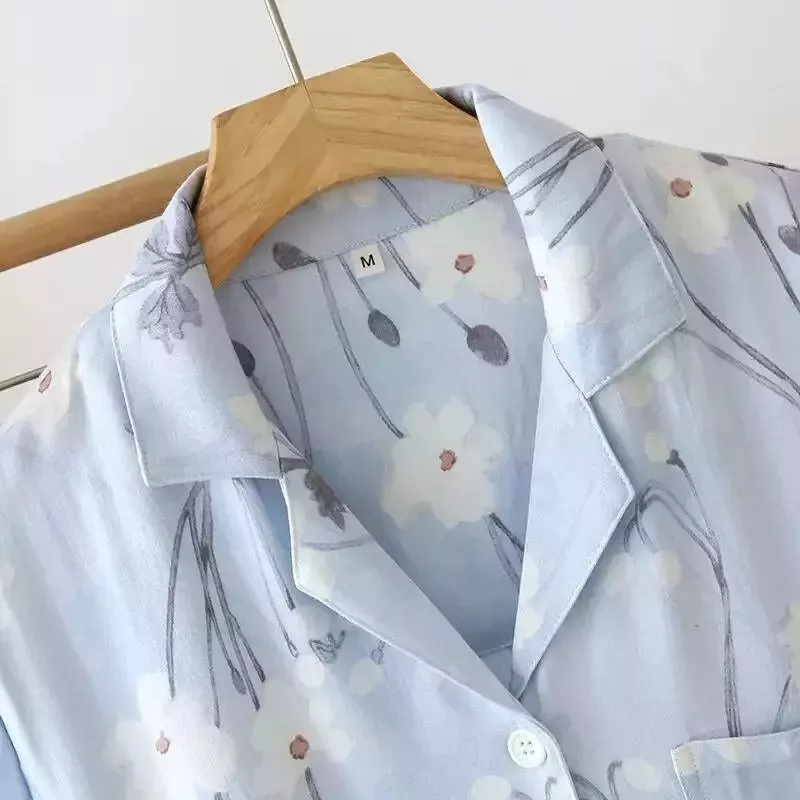 Pyjama satin bleu ciel