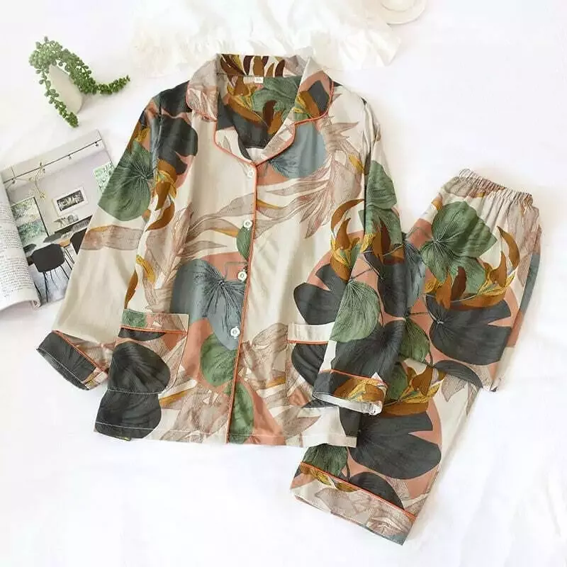 Pyjama Satin Femme Fleuri