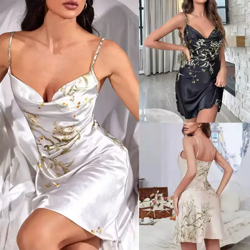 Pyjama Chemise en Satin pour Femme or rose