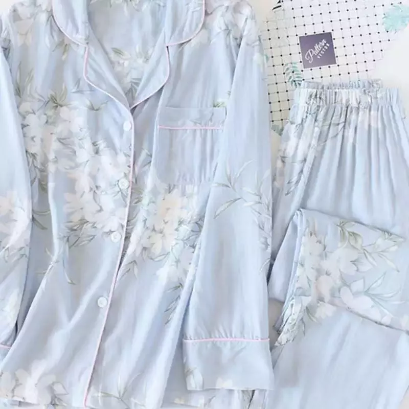 Pyjama Satin Bleu Clair