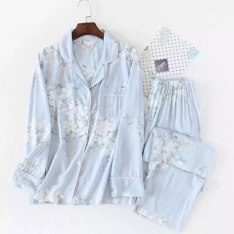 Pyjama Satin Bleu Clair