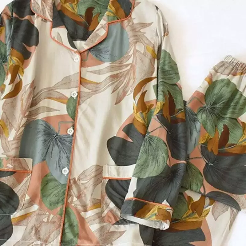 Pyjama Satin Femme Fleuri