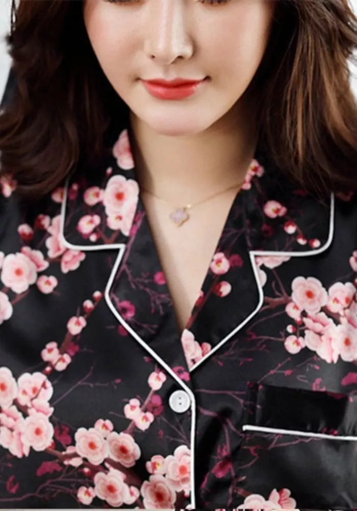 Pyjama Noir Satin Femme