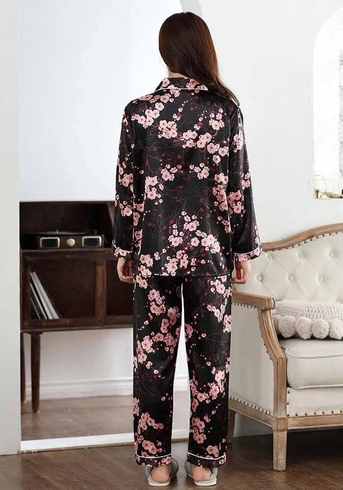 Pyjama Noir Satin Femme