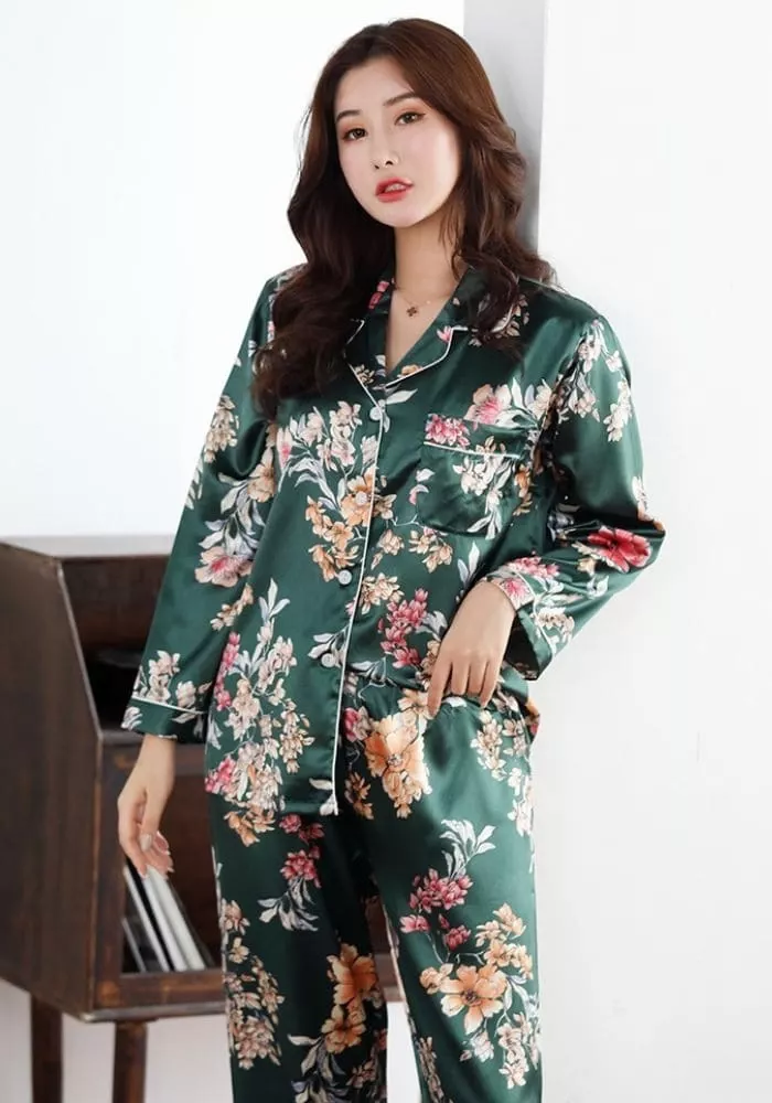 Pyjama Femme Satin Vert